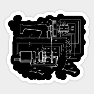 Driving Arrangements for Sewing Machine Vintage Patent Hand Drawing Sticker